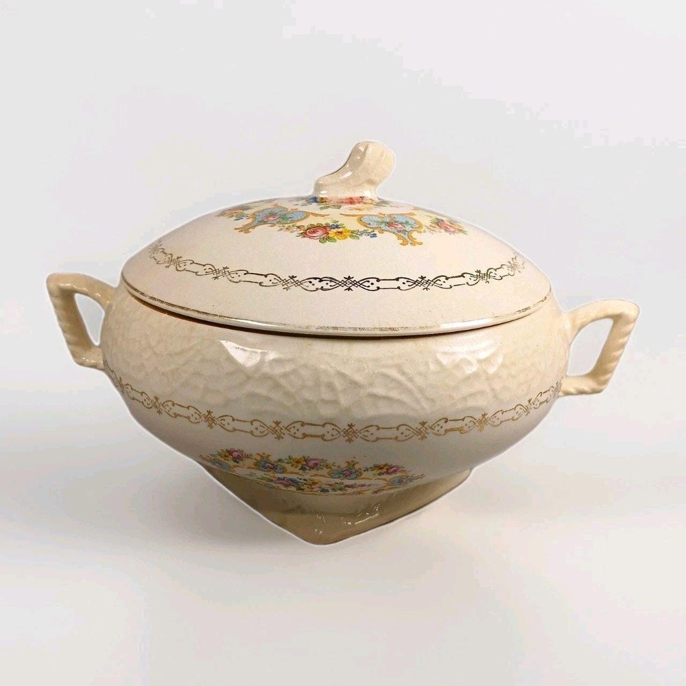 Royal China Co. Soup Tureen National Brotherhood Operative Potters 22k Etch Gold